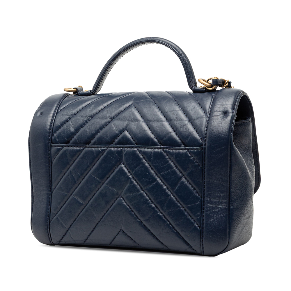 Pre-Loved Chanel CC Chevron Aged Calfskin Top Handle Flap - Picture 2 of 7